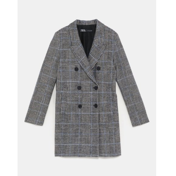 Zara Gray Pea Coat Elegant Wool Blend - Picture 2 of 10